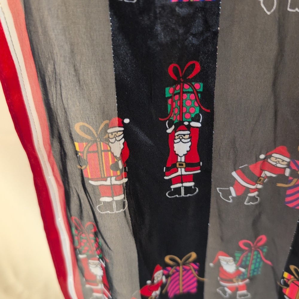 Unbranded Santa Claus Christmas Holiday Scarf Black Red Striped Festive Wrap - Picture 3 of 5